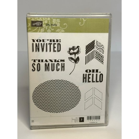 Pre-Used Stampin’ Up! Sale-A-Bration “Oh Hello” Set of 7 Cling Stamp Set - Picture 1 of 5